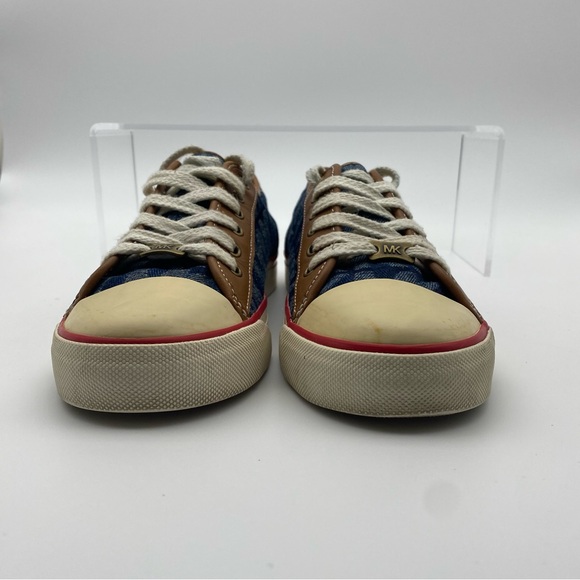 Michael Kors Women Size 7.5 Shoes Blue Fabric Low Sneakers Tennis Lace Up Casual - Picture 6 of 9